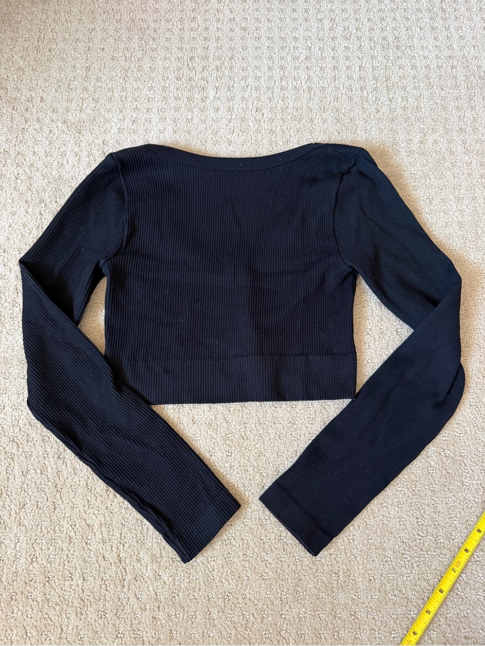 Garage Women's Black Ribbed Long Sleeve Crop Top size small compression body - Picture 6 of 6